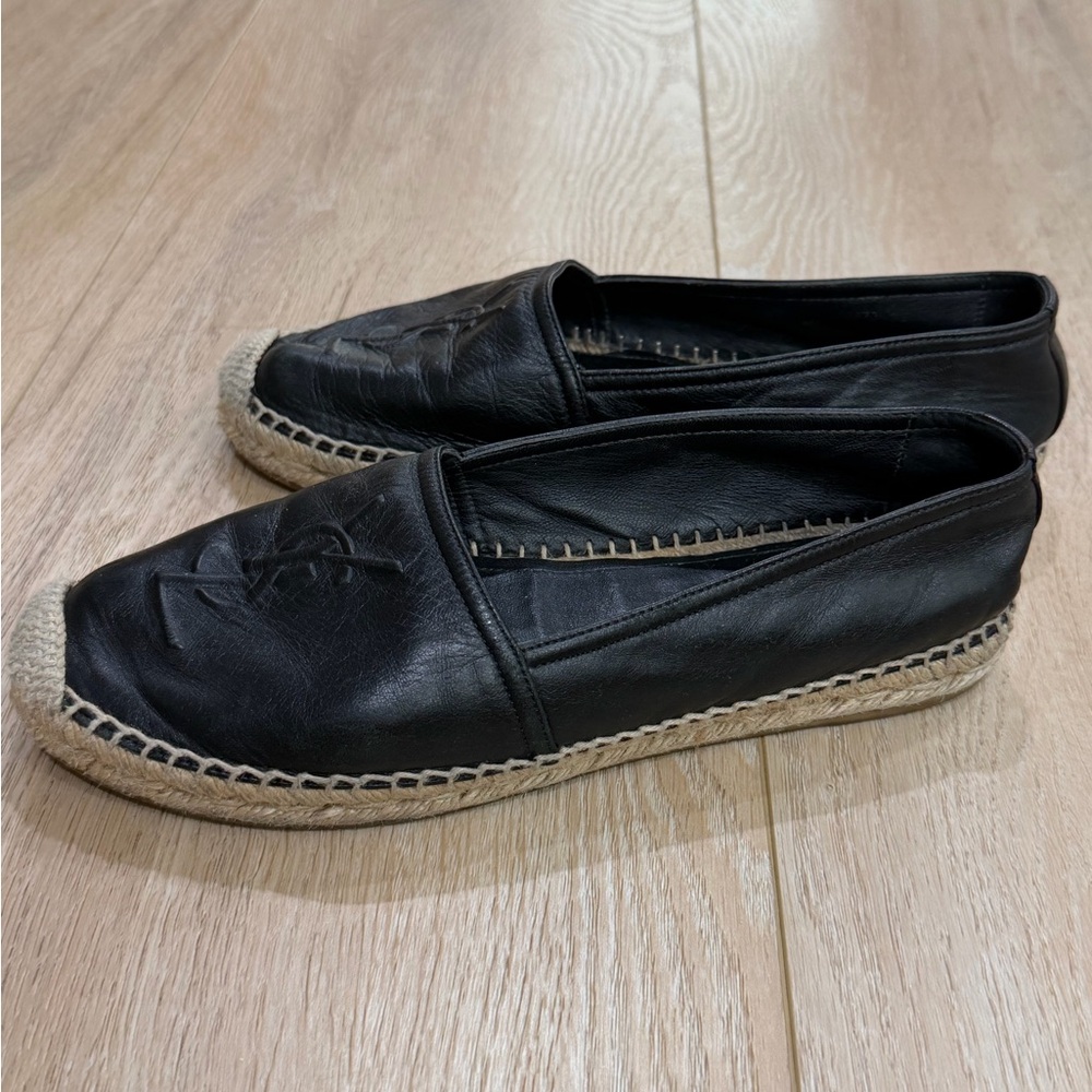 Yves Saint Laurent Black Leather Espadrilles for women - Picture 3 of 4